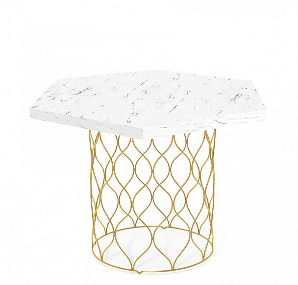 Столик журнальный SHT-TU49/TT20 60 ЛДСП золото/мрамор карра белый - Вид 2