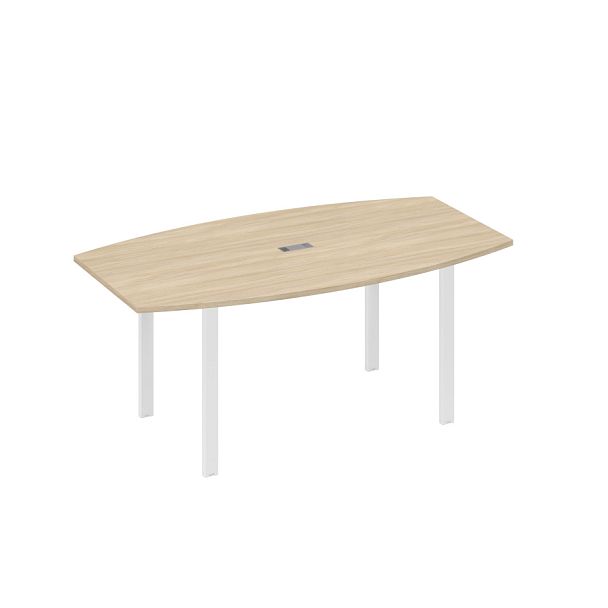 Стол фигурный 180 с металлокаркасом UNO A4 А4 Б1 112 БП дуб скандинавский / металлокаркас белый - Вид 1