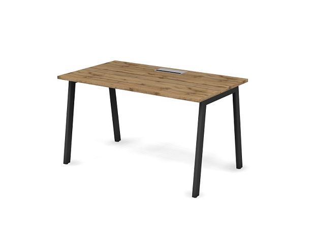 MATRIX 121S104-A Стол прямой, пров-ик Merida (A-обр. опоры) 1380х780х775 Дуб Крафт Золотой/Темно-сер - Вид 1