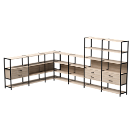 Набор стеллажных систем №19 Everprof EVO 2440x3630x1840 Кашемир/Черный - Фото предпросмотра