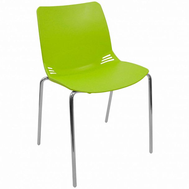 Стул Race (4 ножки) каркас Хром, салатовый, стопируемый - Вид 1