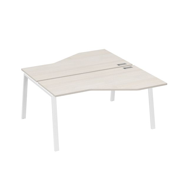 Рабочая станция каркас TRE столы (2х160) эргономичные Техно A4 А4 Б3 188  БП дуб / металлокаркас белый - Вид 1