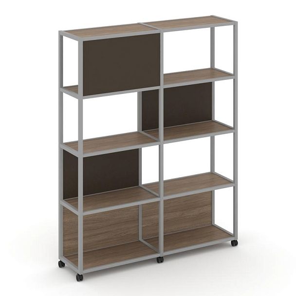 Shelf Mobile Стеллаж 5 уровней 2 секции VR.LT-STK-514.08 Дуб Аризона/Металл Серый/W-25 1570*400*2000 - Вид 1