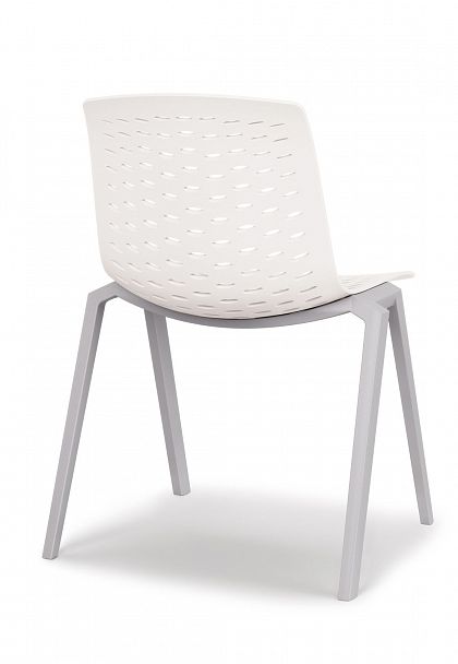 Стул LUX (4 ножки) каркас белый RAL 9003, желтый, стопируемый - Вид 2