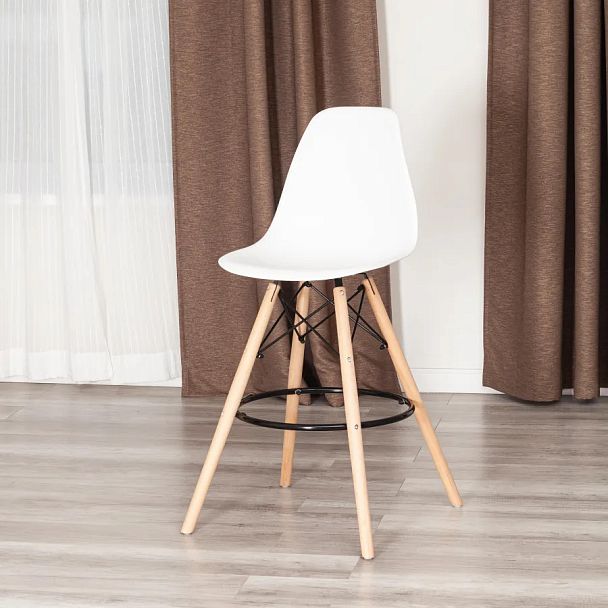 Стул барный Синди Бар Чаир/Cindy Bar Chair (мод.80-1), дерево бук/металл/пластик, White (Белый) 70029/ натуральный - Вид 9
