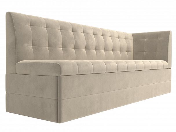 Кухонный диван Бриз с углом (полностью микровельвет бежевый) - Вид 3