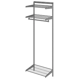 Гардеробная система BASIC G60, 2050х640х450 мм, 3 полки, 1 штанга, графит, S70299913515 - Фото предпросмотра