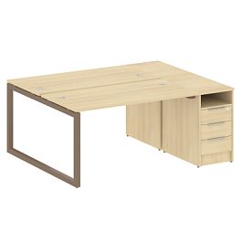 Metal System Quattro Р. ст. с тумбой на О-образном м/к 50БО.РС-СТП-2.3 Акация/Мокко металл 1812*1475*750 - Фото предпросмотра