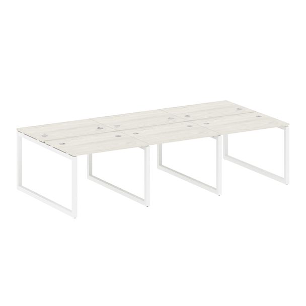 Metal System Quattro Р. ст. на 6 раб. места на О-образном м/к 50БО.СМ-6.1 Дуб наварра/Белый металл 3000*1475*750 - Вид 1