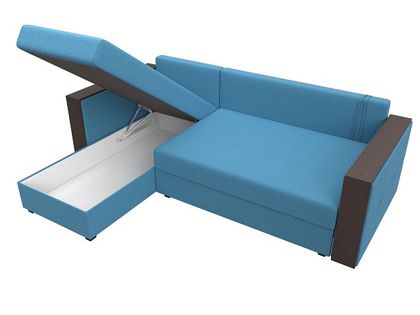 Диван угловой Валенсия Лайт левый угол Рогожка голубой - Вид 9