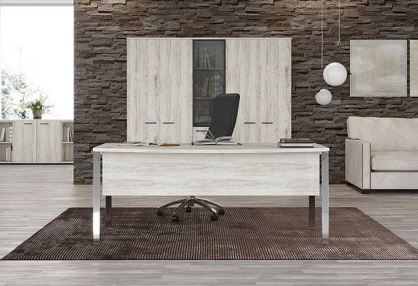 Стол руководителя XGET 189.1 Дуб Сонома/Нержавеющая сталь 1800х914х750 XTEN GLOSS - Вид 3