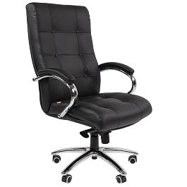 Кресло CHAIRMAN 424, натуральная кожа/экокожа, черный - Фото предпросмотра