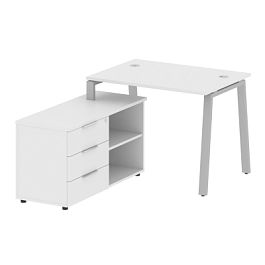 Metal System Р. ст. с тумбой на А-образном м/к БА.РС-СТС-2.1 (L) Белый/Серый металл 1100*1520*750 - Фото предпросмотра