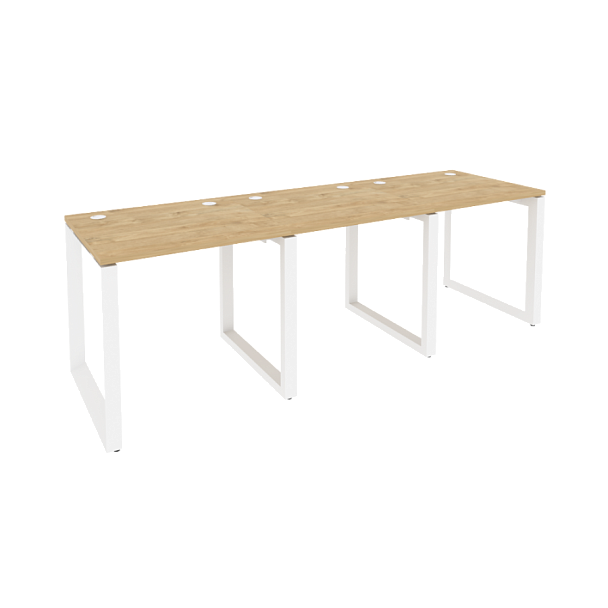 Onix Рабочая станция на О-образном м/к O.MO-RS-3.0.7 Тиквуд светлый/Белый металл 2340*720*750 - Вид 1