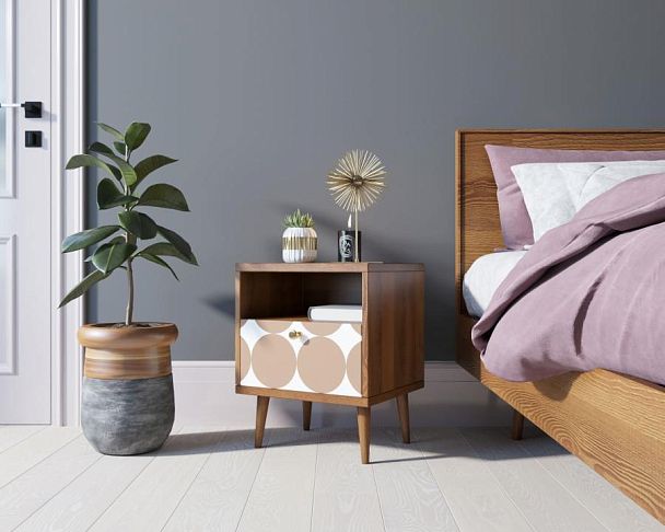 Тумбочка Berber с одним ящиком 17 принт арт BB06/Print_17, разноцветная - Вид 3