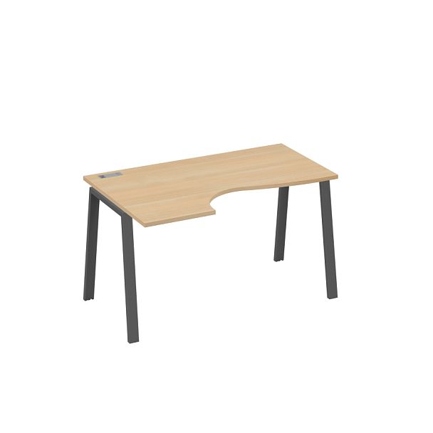 Стол эргономичный левый "Классика" на металлокаркасе TRE A4 А4 Б3 043 БП натуральный дуб / металлокаркас антрацит - Вид 1
