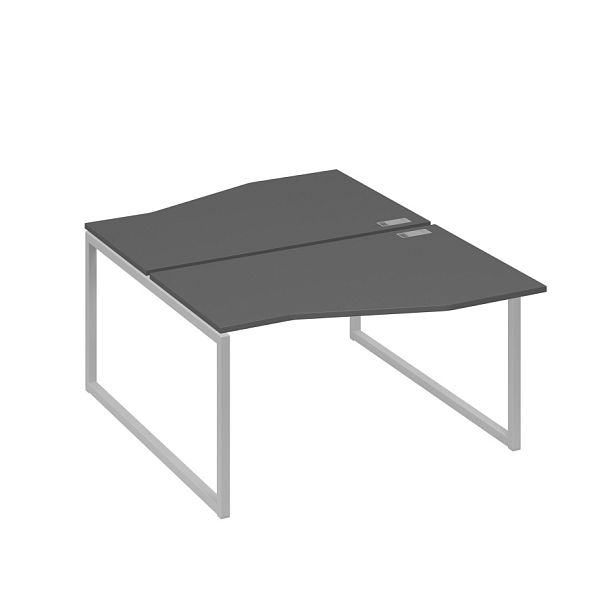 Рабочая станция столы (2х140) Техно каркас QUATTRO A4 А4 Б4 190 БП антрацит премиум / металлокаркас серый - Вид 1