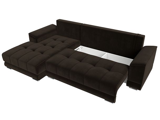 Угловой диван НордСтар левый угол Микровельвет коричневый - Вид 7