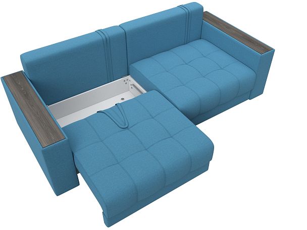 Диван прямой с декором Лига-049 НПБ Рогожка голубой - Вид 7