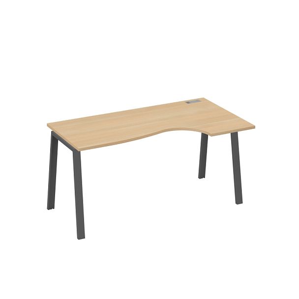 Стол эргономичный правый "Классика" на металлокаркасе TRE A4 А4 Б3 046 БП натуральный дуб / металлокаркас антрацит - Вид 1
