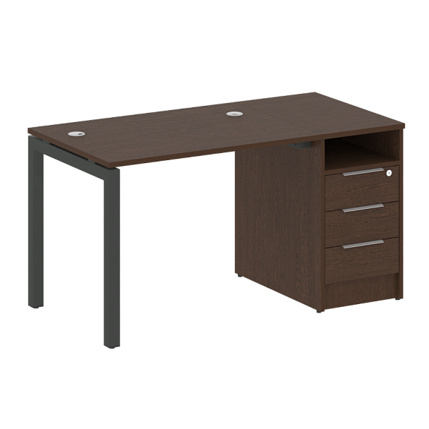 Metal System Quattro Р. ст. с тумбой на П-образном м/к 50БП.РС-СТП-1.1 Венге/Антрацит металл 1412*720*750 - Вид 1