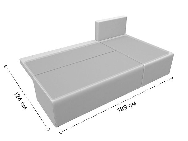 Угловой диван Поло правый (полностью экокожа белая) - Вид 10