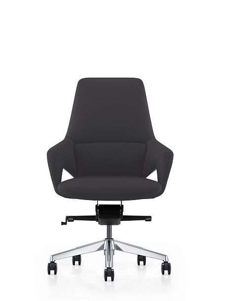 Кресло Шопен LB / черная кожа / алюминий крестовина - Вид 2