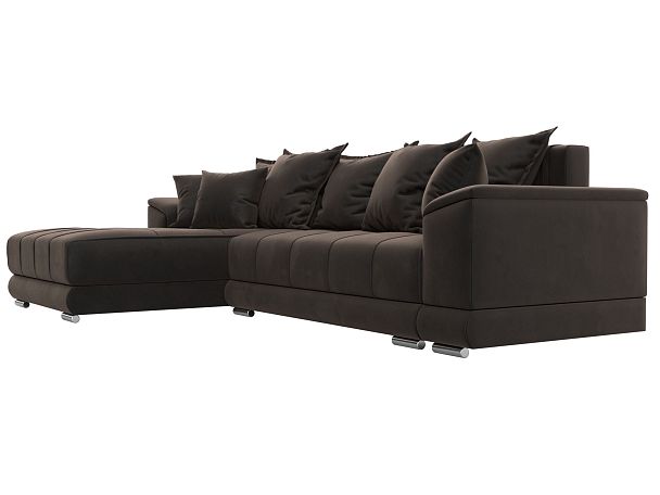 Угловой диван НордСтар левый угол Велюр коричневый - Вид 4