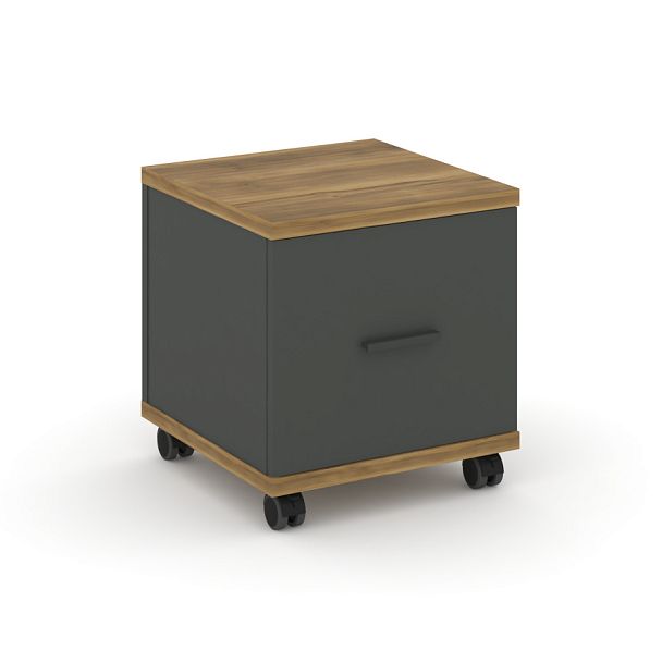 Concept Тумба мобильная 1 распаш. фасад CN.TUM-007 A Сандал Янтарный/Антрацит/Металл Антрацит 420*420*448 - Вид 1