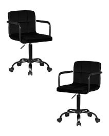 Набор 2 шт Офисное кресло для персонала DOBRIN TERRY BLACK (черный велюр (MJ9-101)) - Фото предпросмотра