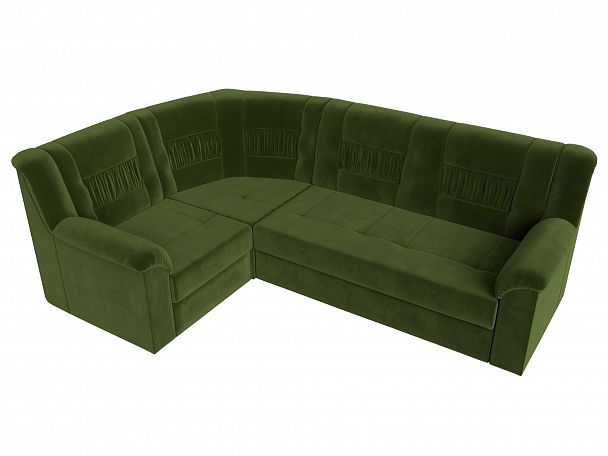 Угловой диван Карелия левый угол (полностью микровельвет зеленый) - Вид 5
