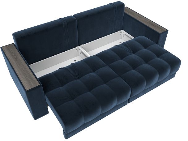 Диван прямой с декором Лига-049 НПБ Велюр синий - Вид 8