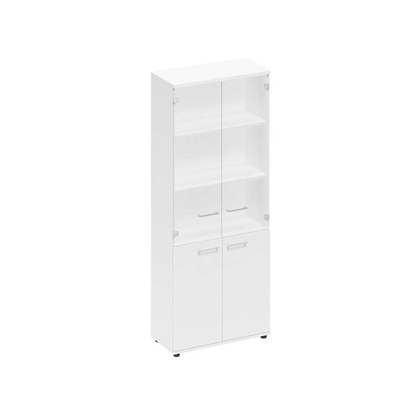 Шкаф для документов со стеклянными прозрачными дверьми Space+ А1 9379 БП белый премиум - Вид 1