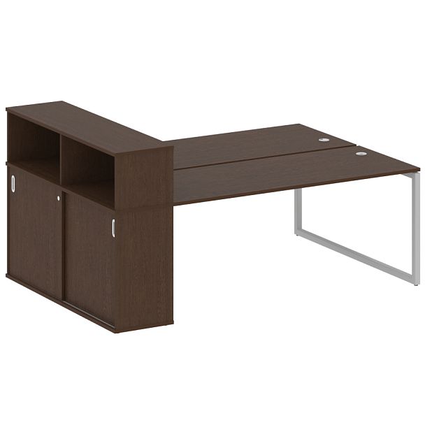 Metal System Quattro Р. ст. с шкафом-купе на О-образном м/к 40БО.РС-СШК-2.5 Т Венге/Серый металл 2210*1475*1098 - Вид 1