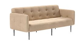 Monaco диван-кровать прямой с подлокотниками, трехместный, велюр бежевый Velutto 04 - Фото предпросмотра