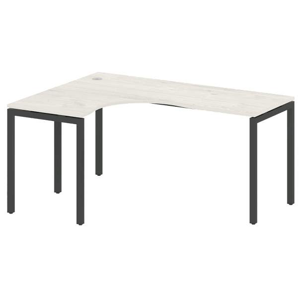 Metal System Quattro Стол криволинейный левый на П-образном м/к 40БП.СА-4 (L) Дуб наварра/Антрацит металл 1600*1200*750 - Вид 1