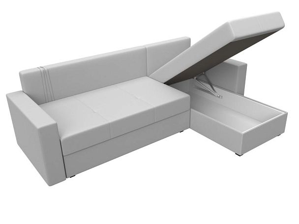 Диван угловой Верона Лайт угол правый (полностью экокожа белая) - Вид 9