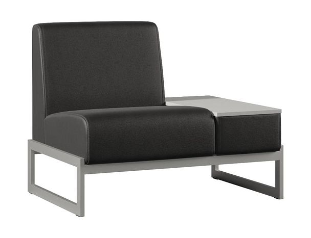 Диван Everprof Solo одноместный со столиком слева Металл Серый Экокожа Черный ЛДСП Серый - Вид 1