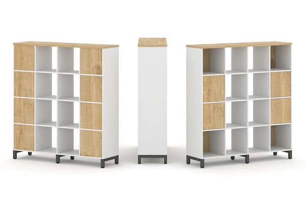 Стайл Проджект Набор стеллажа 1 сторон., 4 яр. SN.NS-441 Белый/Тиквуд Светлый/Металл Антрацит 1488*4 - Вид 1