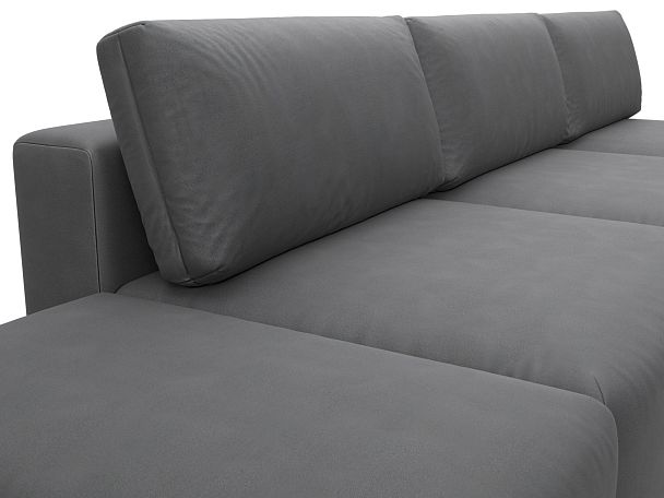 Диван угловой модульный с пуфом Лига-060 НПБ Лонг угол универсальный Искусственная замша серый - Вид 4