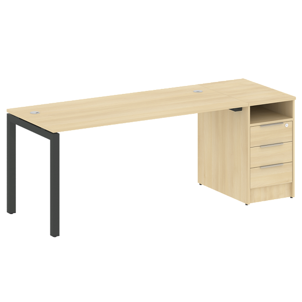 Metal System Quattro Р. ст. с тумбой на П-образном м/к 50БП.РС-СТП-1.4 Акация/Антрацит металл 2012*720*750 - Вид 1