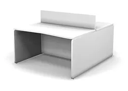 RAC012-16x16 ACCORD Эргономичный бенч, 2 места, экран, без загл-к 1600х1600х735 Белый премиум - Фото предпросмотра