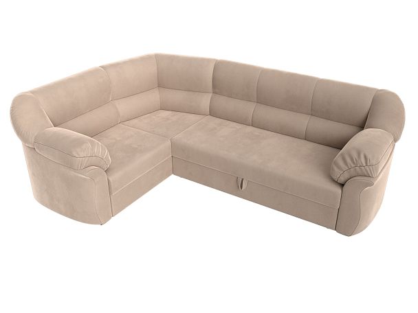 Диван угловой Карнелла левый (полностью велюр бежевый) - Вид 5