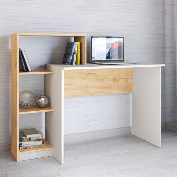 Стол компьютерный Квартет-2 (1250*1020*500) белый/дуб крафт золотой - Вид 1