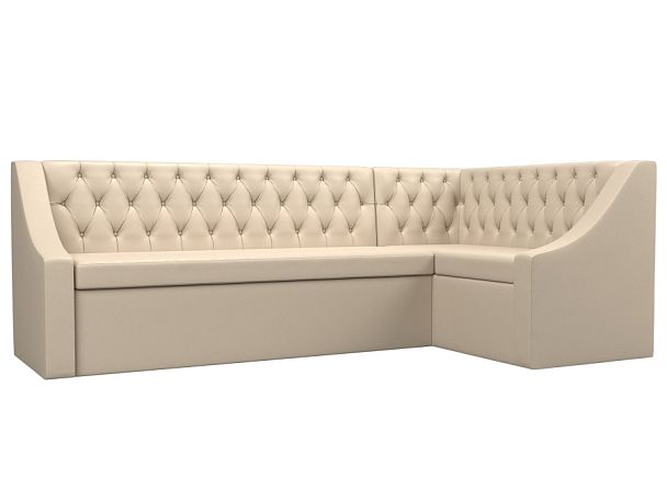 Кухонный угловой диван Мерлин правый (полностью экокожа бежевая) - Вид 1
