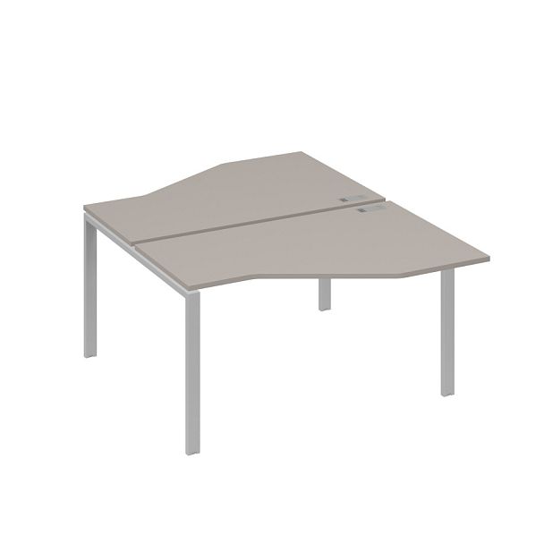Рабочая станция (2х140) со столами Техно на каркасе UNO A4 А4 Б1 187 БП мокко премиум / металлокаркас серый - Вид 1