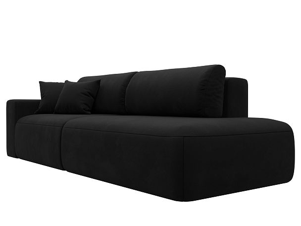 Диван прямой Лига-036 Модерн подлокотник слева Микровельвет черный - Вид 4