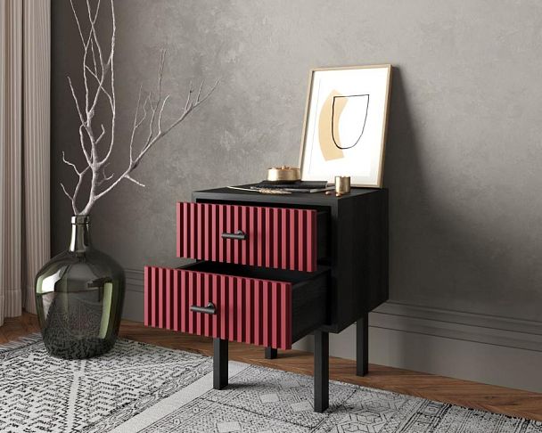 Тумбочка с двумя ящиками Emerson арт EM16/red/L - Вид 2