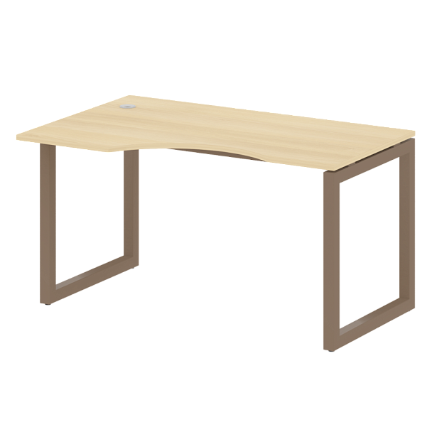 Metal System Quattro Стол криволинейный левый на О-образном м/к 50БО.СА-2 (L) Акация/Мокко металл 1400*900*750 - Вид 1
