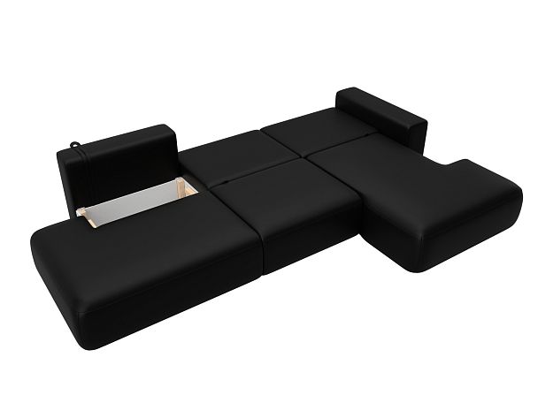 Диван угловой Лига-036 НПБ Модерн Лонг правый угол Экокожа черный - Вид 9